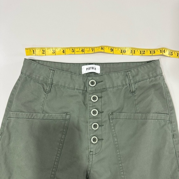 Pistola Green Cargo Pants Sturdy Cotton Blend Tammy High Rise Patchwork Size 27 - Picture 4 of 7